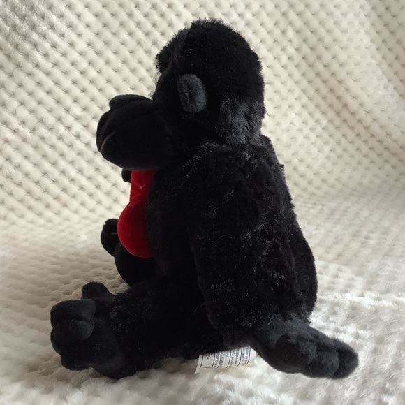 Soft Plush Black Gorilla holding Red Heart Pillow Valentines Stuffed Animal Toy - Picture 6 of 13